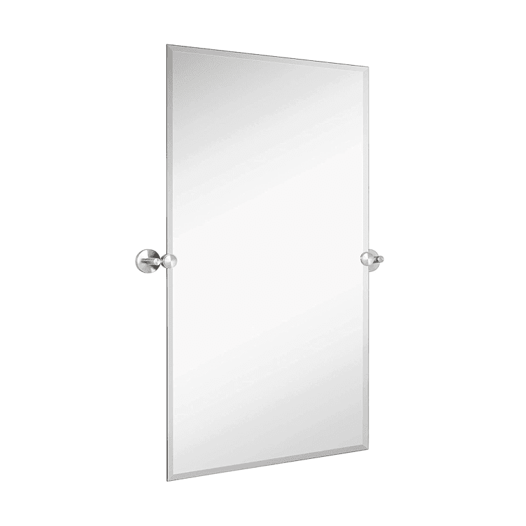 Hamilton Hills Wall-Mounted Frameless Pivot Mirror 24 x 36 Brushed Chrome