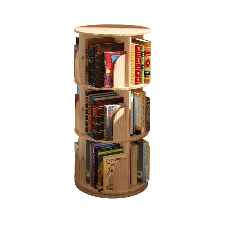 Lexza 3 Tier 360 Degrees Rotating Bookshelf 3-Tier 15 Inches