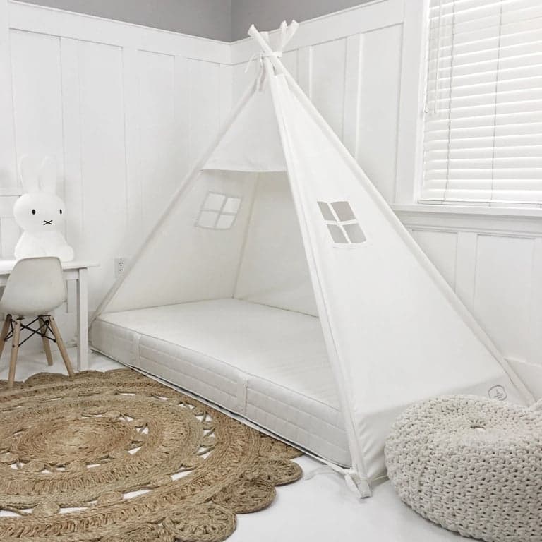 Domestic Objects Play Tent Canopy Bed in White Cotton Canvas Twin