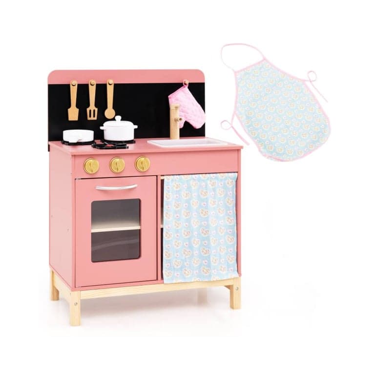 Costway Kitchen Playset With Door Curtain