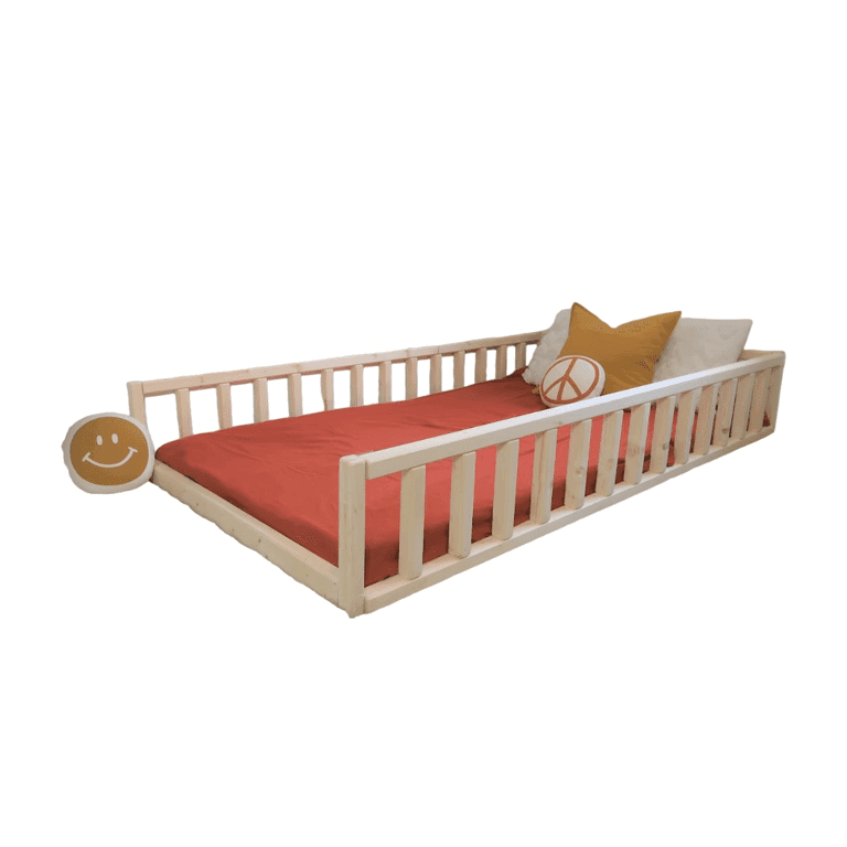 Bash & Timber Front Open Twin Size Floor Bed Frame With Rails and Slats
