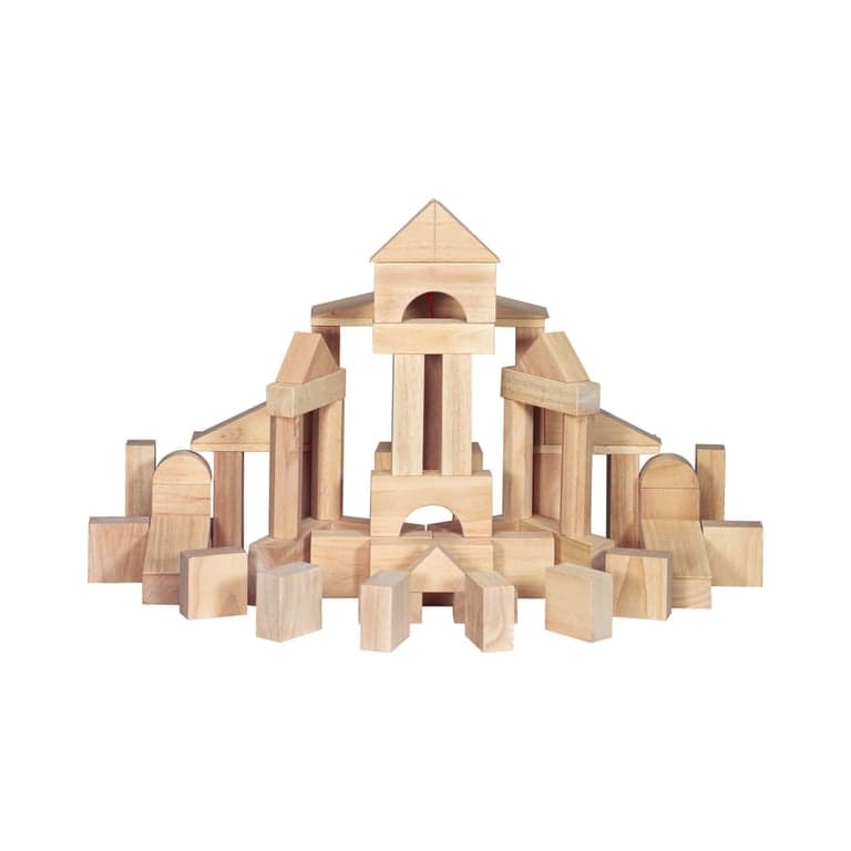 Melissa & Doug Standard Unit Solid Wood Building Blocks With Wooden Storage Tray