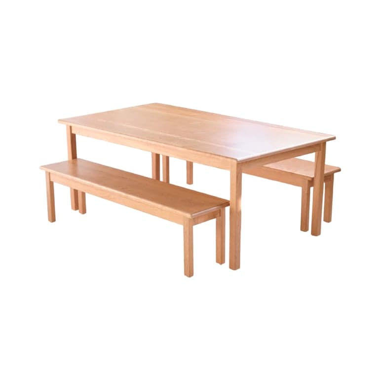 Palumba Camden Rose Extra Large Child Height School Table With Benches 33 x 60 Inches Cherry Wood With Waterbased Clear Finish