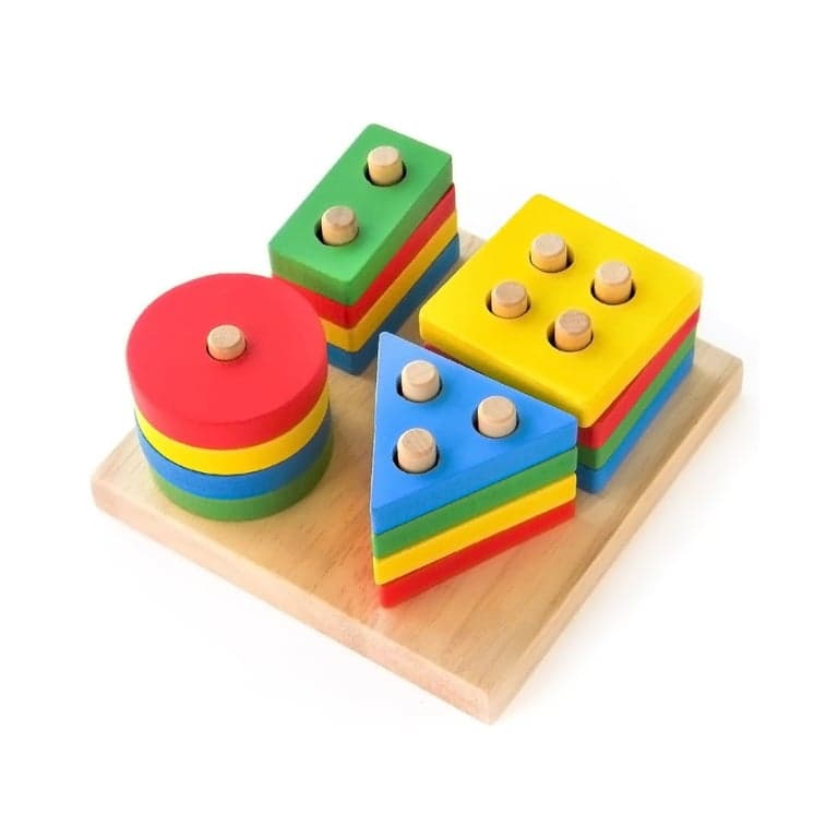 Boxiki Geometric Shape Sorter and Stacker 4 Shapes
