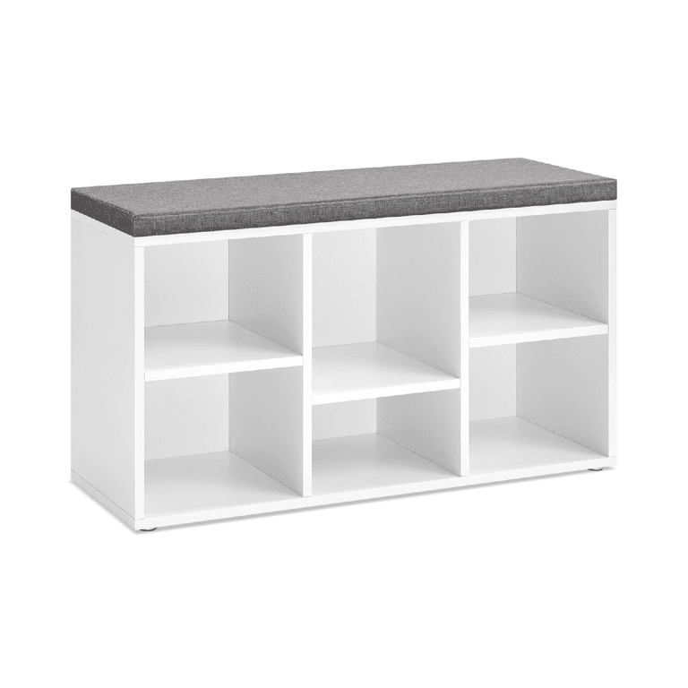 Vasagle Shoe Bench With 6 Adjustable Compartments White