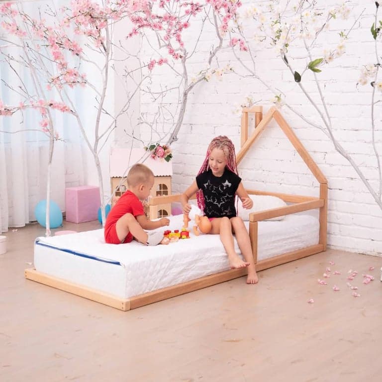 BusyWood Floor Bed House Frame Full Size Natural