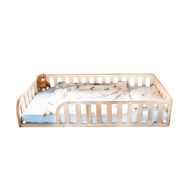 MandreleKids Lit de Sol Taille Complète Naturel avec Ouverture Arrondie