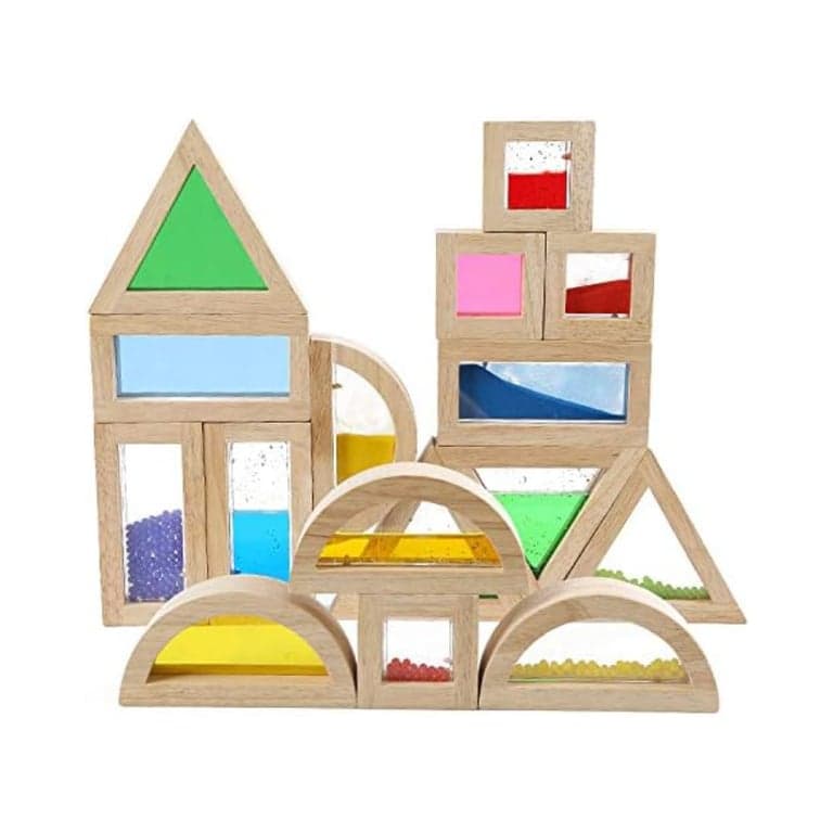 Kvintes 16 Pieces Large Wooden Rainbow Building Blocks