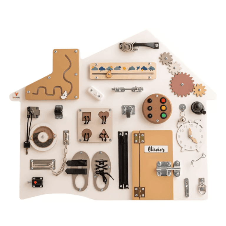 Foxy Family XL Tableau d'activités Maison Blanche Avec Nom Autoportant