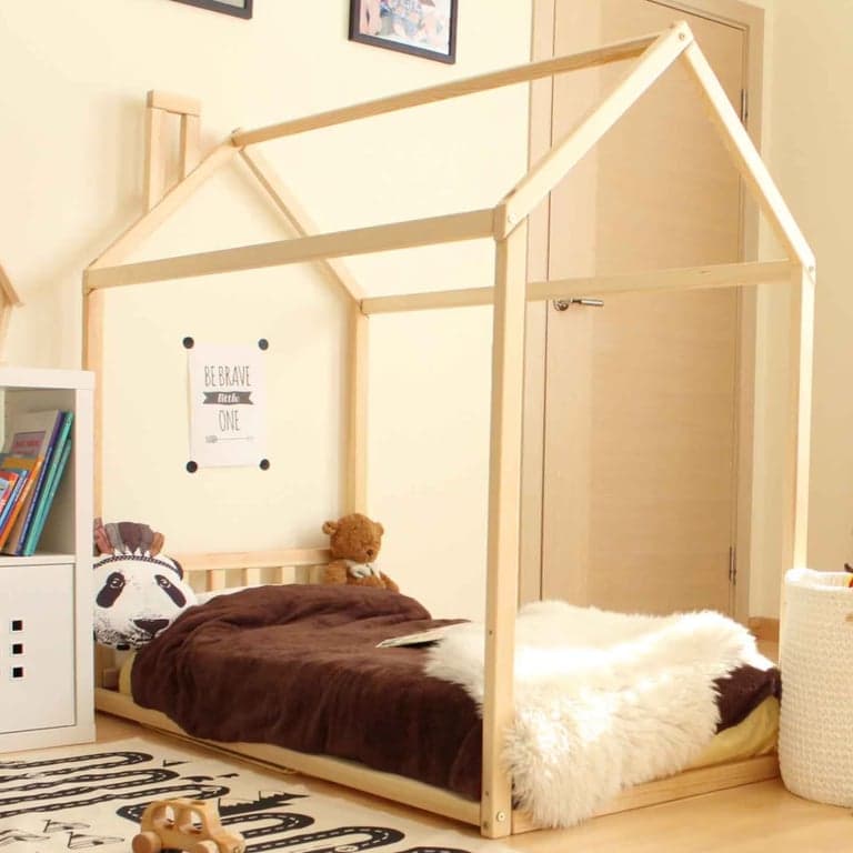 Sweet Home From Wood House Floor Bed With Headboard Queen Birch Wood