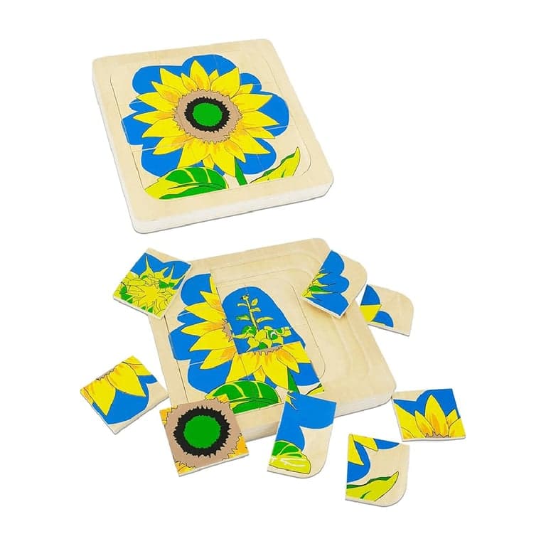 BBtinker Montessori Wooden Sunflower Layer Puzzles for Kids