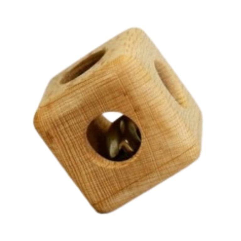 Wooden Caterpillar Rattle Toy Cube Plain