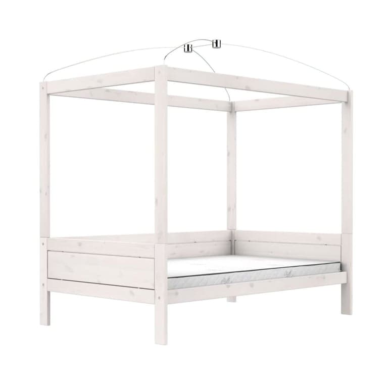 LIFETIME Kidsroom Lit à baldaquin à quatre montants 120 x 200 cm Whitewash Deluxe
