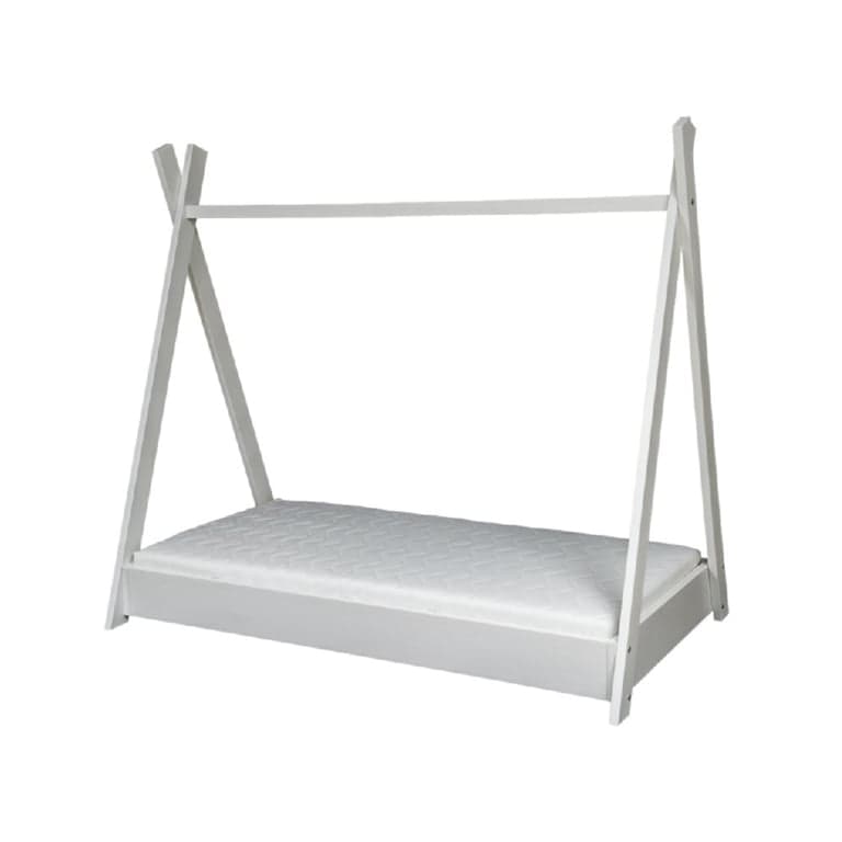 Merly Lit au Sol Teepee Avec Matelas Écologique Blanc Taille Enfant 160 x 80 cm