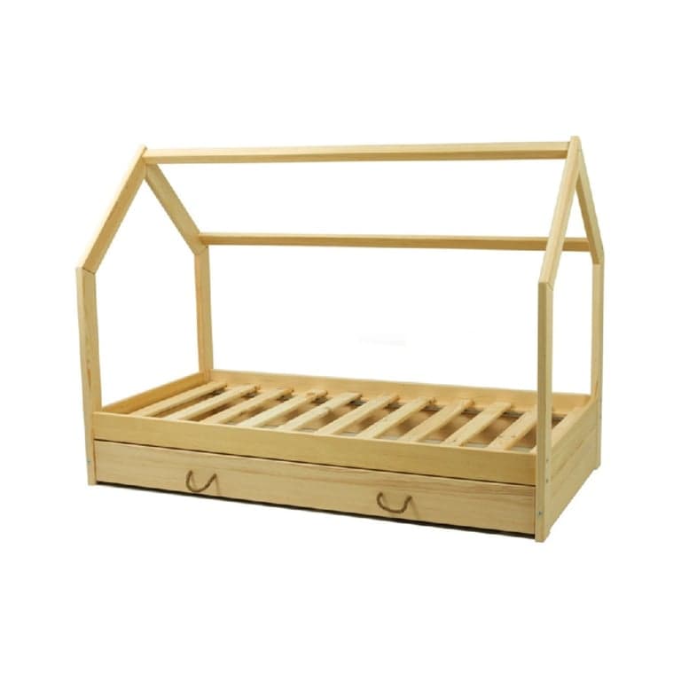Merly Lit au Sol avec Rangement Naturel Taille Enfant 160 x 80 cm