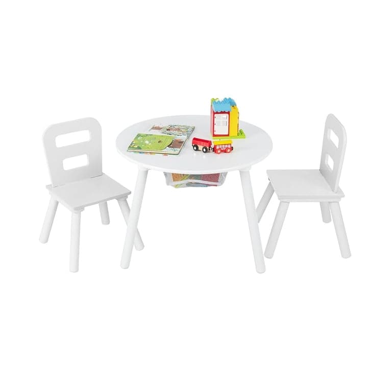 Honey Joy Kids Activity Table & Chairs Set With Center Mesh Storage White