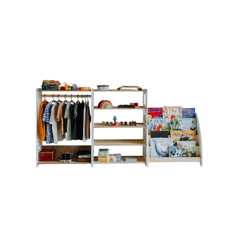 Weco Étagère à Jouets, Porte-Manteau, Ensemble Bibliothèque Blanc