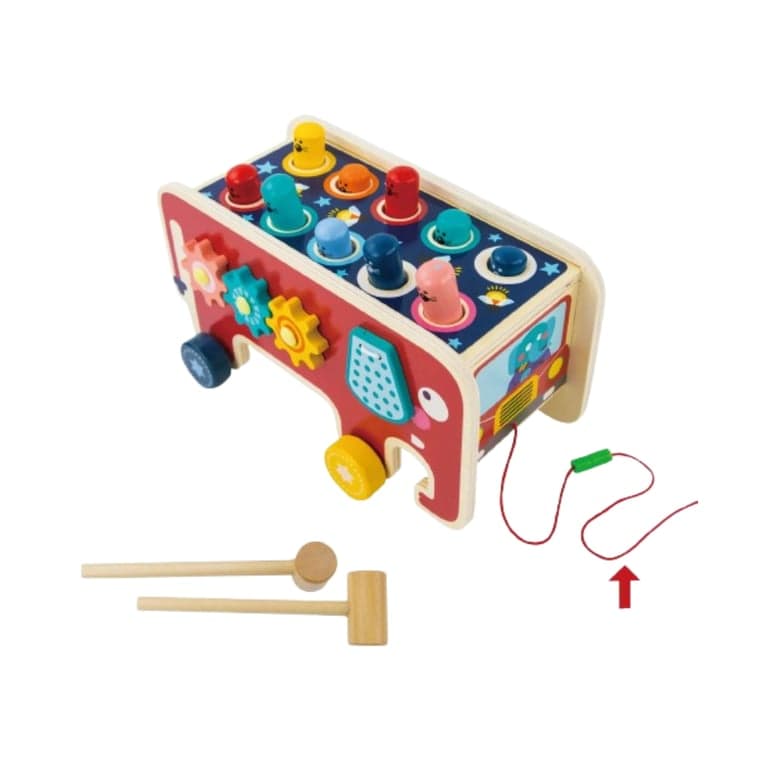 Evmark Toys Wooden Knocker Toy Elephant on Wheels