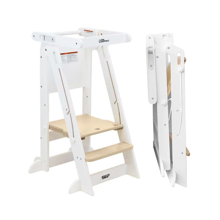 Little Partners Learn 'N Fold Learning Tower Soft White With Natural