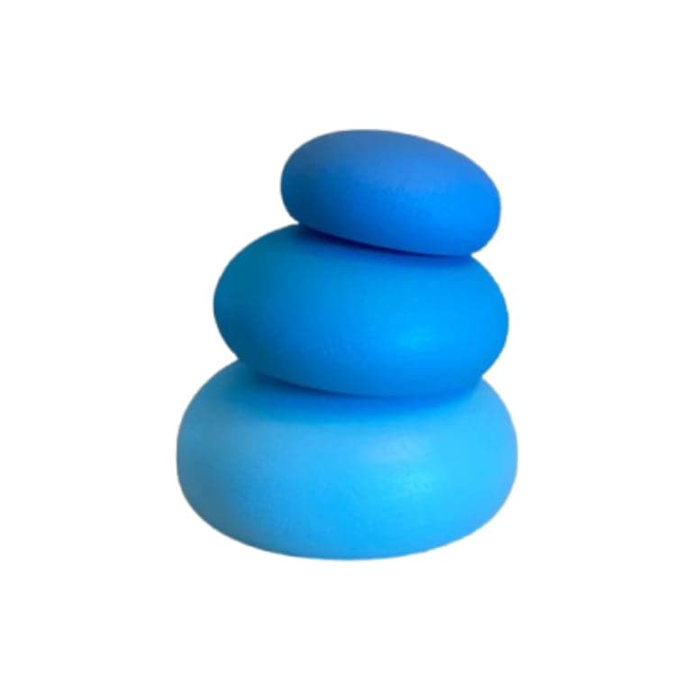 PoppyBabyCo Wooden Stacking Pebbles Light Blue