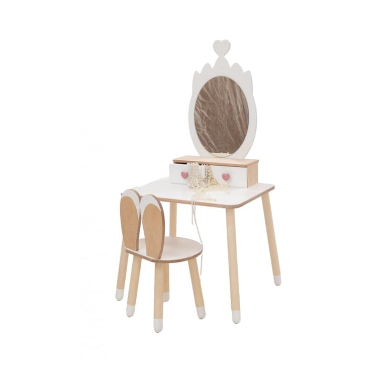 Family SCL Table de Beauté Princesse avec Miroir Couronne Blanche