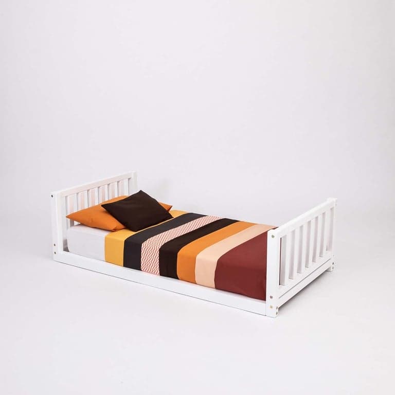 Sweet Home From Wood Floor Bed With Headboard and Footboard Twin White