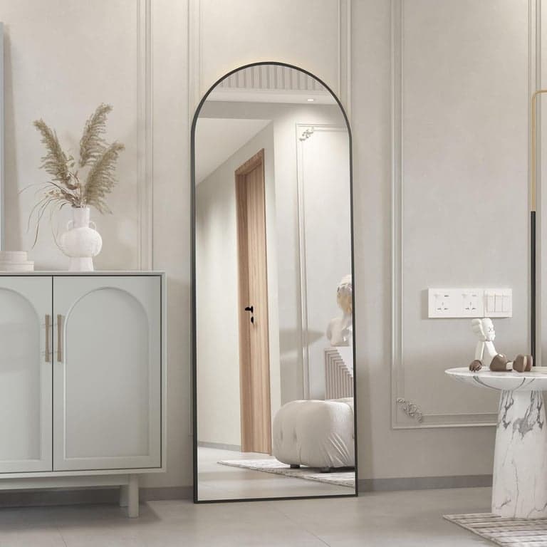 Cassilando Arched Top Standing Mirror 162 x 53 cm Black