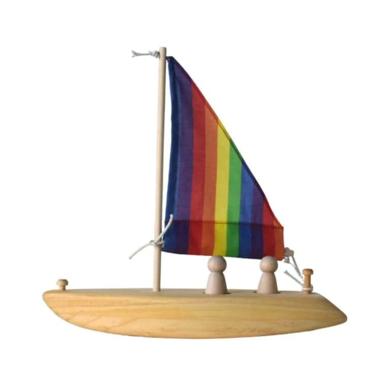 Bella Luna Toys Wooden Toy Sailboat Rainbow