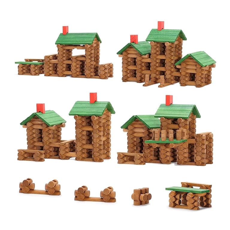 SainSmart Jr. Wooden Log Cabin Set Building House Toy 300 Pieces