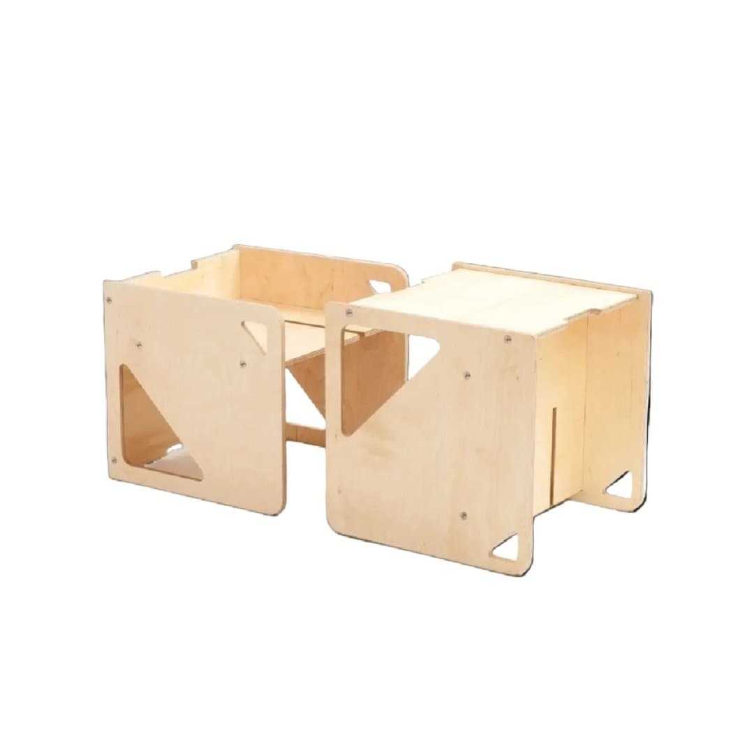 Duck Woodworks Shop Ensemble Table et Chaises Cubus en Bois Naturel