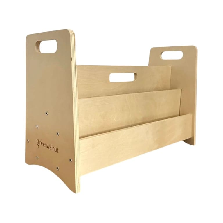 Green Walnut Double-Sided Wooden Montessori Bookshelf