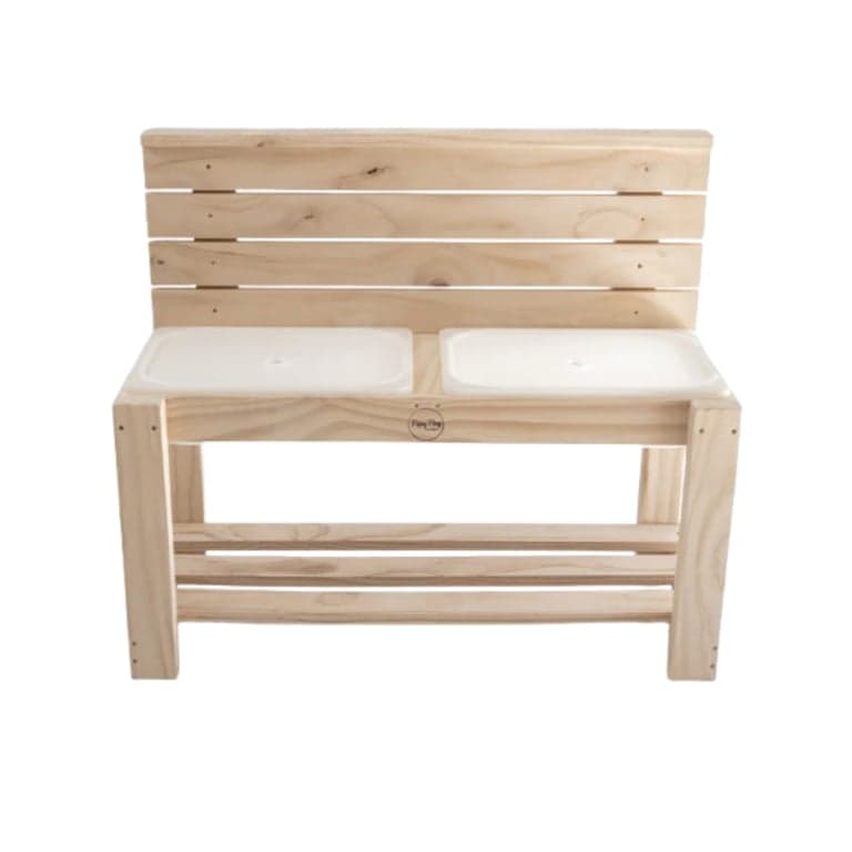 Pippy Play Designs Medium Sensory Mud Kitchen 2 Tubs With Lids and Clear Gloss Varnish Treatment