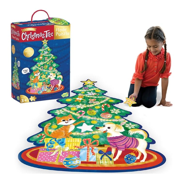 Peaceable Kingdom Shimmery Christmas Tree Floor Puzzle